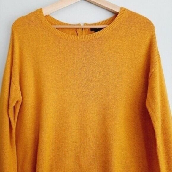 H&M Mustard Yellow Soft Fine Knit Sweater Crewneck  Sz S - Picture 3 of 10